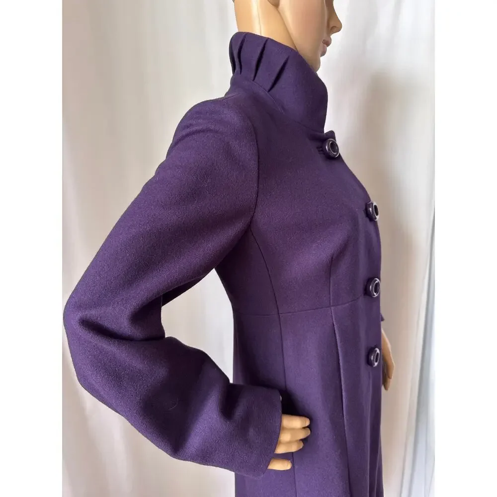 J. Crew Uptown Dress Purple coat pleated stand collar preppy size 2